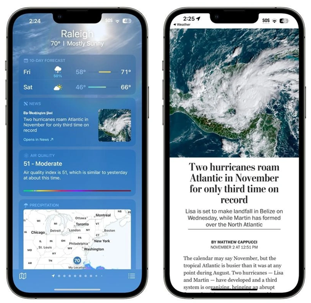 东兴苹果14维修分享iPhone 14手机如何看天气时顺带看新闻 