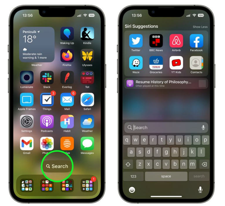 东兴苹果手机维修分享升级到 iOS 16 后，如何删除主屏幕上的搜索按钮 